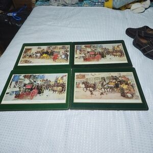 PIMPERNEL EUC SET OF 4 HARD CORK BACKED PLACEMATS TABLEWARE MADE IN ENGLAND